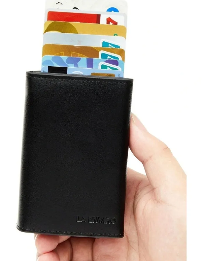 La Enviro Leura 2.0 Minimalist Coin Pocket Wallet in Black