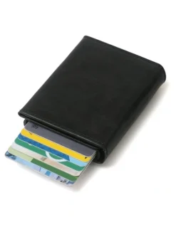 La Enviro Leura Minimalist Unisex Vegan Leather Coin Pocket Wallet in Black