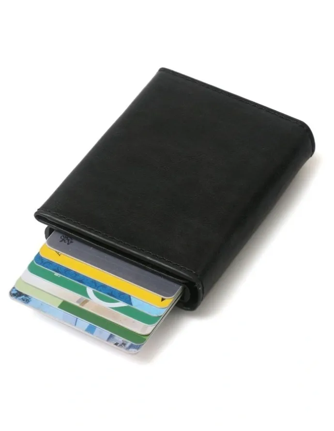 La Enviro Leura Minimalist Unisex Vegan Leather Coin Pocket Wallet in Black