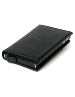 La Enviro Leura Minimalist Unisex Vegan Leather Coin Pocket Wallet in Black