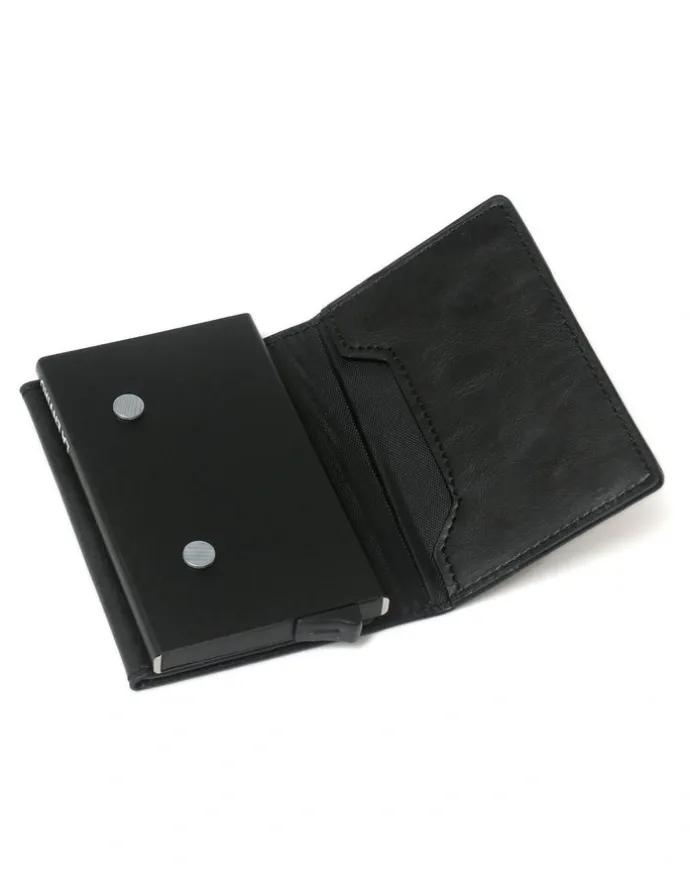 La Enviro Leura Minimalist Unisex Vegan Leather Coin Pocket Wallet in Black
