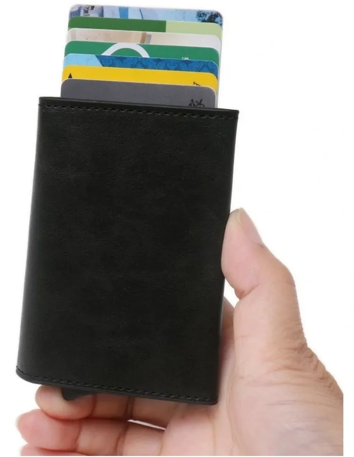 La Enviro Leura Minimalist Unisex Vegan Leather Coin Pocket Wallet in Black