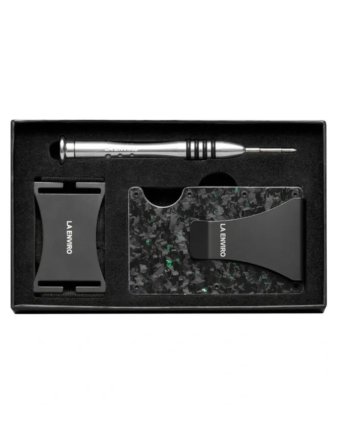 La Enviro Lorne Forged Carbon Wallet in Gloss Green