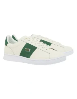 Lacoste Carnaby Set Bar Sneaker in Off White/Dark Green