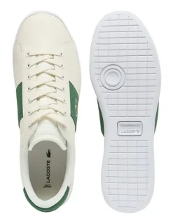 Lacoste Carnaby Set Bar Sneaker in Off White/Dark Green