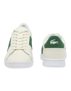 Lacoste Carnaby Set Bar Sneaker in Off White/Dark Green