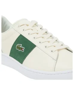 Lacoste Carnaby Set Bar Sneaker in Off White/Dark Green