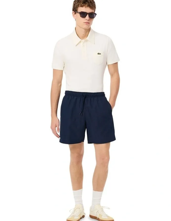 Lacoste Essentials Swim Short in Navy Blue/Green