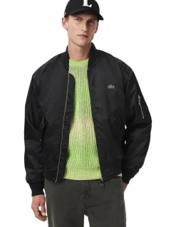 Lacoste Essential Tech Twill Bomber Jacket in Black