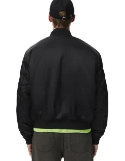 Lacoste Essential Tech Twill Bomber Jacket in Black