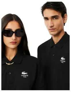 Lacoste Soft Branding Classc Fit Pique Polo Shirt in Black