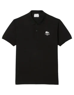 Lacoste Soft Branding Classc Fit Pique Polo Shirt in Black