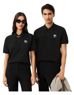 Lacoste Soft Branding Classc Fit Pique Polo Shirt in Black