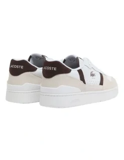 Lacoste T-Clip Sneaker in White/Dark Brown