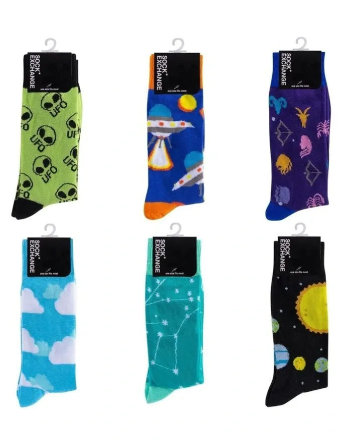 Living Today Fashion Novelty Funny Socks 6 Pairs in Multi