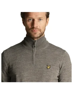 Lyle & Scott Core 1/4 Zip Merino Mix in Mid Grey Marl