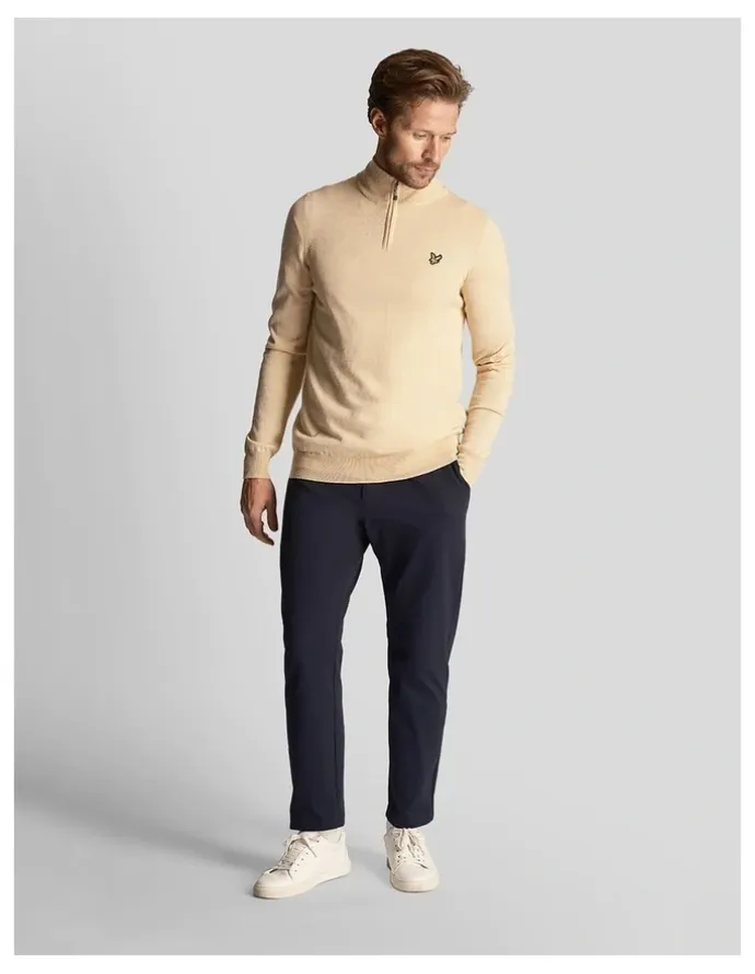 Lyle & Scott Golf Core 1/4 Zip Merino Mix in Sand Dune