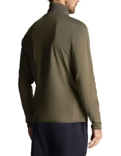 Lyle & Scott Lyle & Scott Tech 1/4 Zip Midlayer Knit in Cactus Green