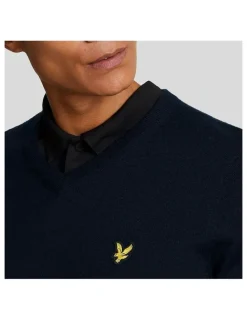 Lyle & Scott Merino Blend V-Neck Knit in Navy