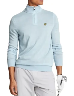 Lyle & Scott Merino Blend 1/4 Zip Knit in Club Blue