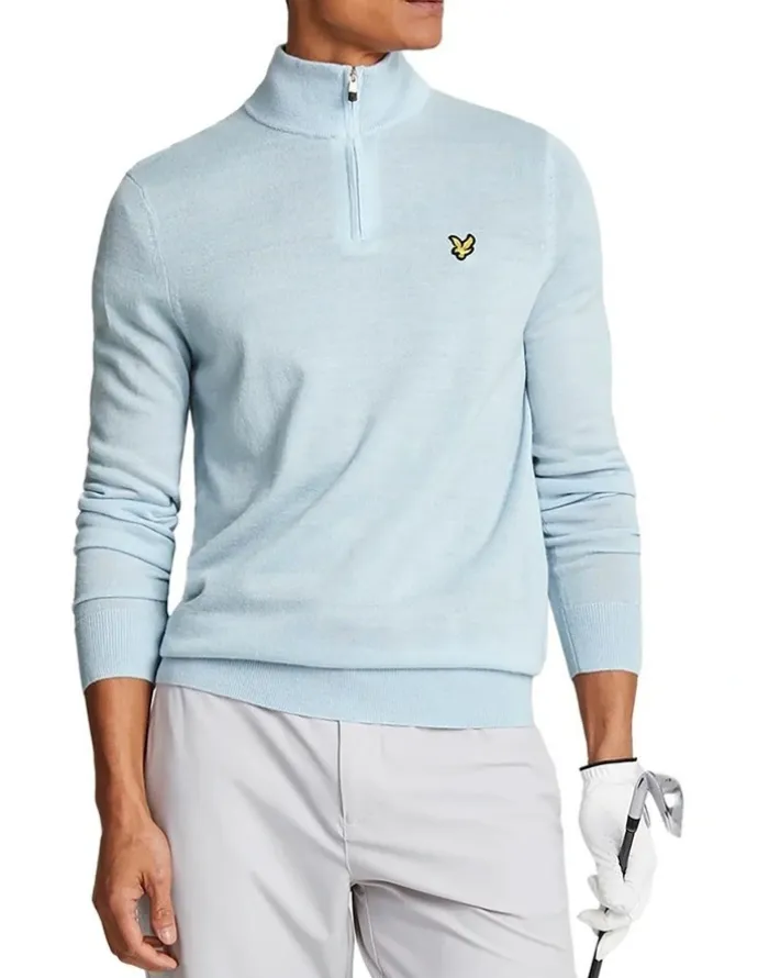 Lyle & Scott Merino Blend 1/4 Zip Knit in Club Blue