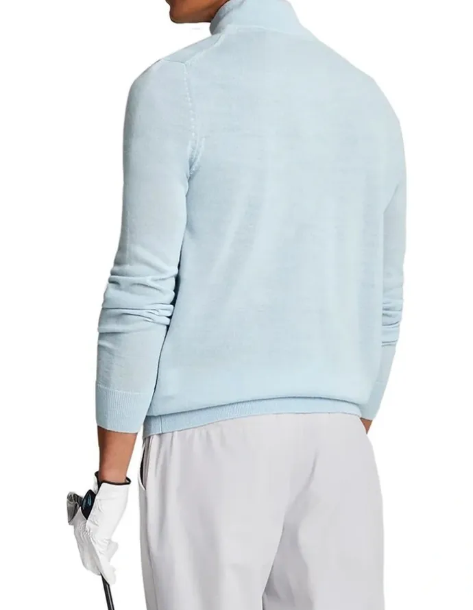 Lyle & Scott Merino Blend 1/4 Zip Knit in Club Blue