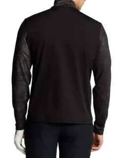 Lyle & Scott Printed Contour Golf Midlayer Jersey in Jet Black