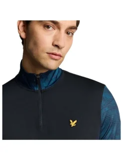 Lyle & Scott Printed Contour Golf Midlayer Jersey in Dark Navy