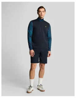 Lyle & Scott Printed Contour Golf Midlayer Jersey in Dark Navy