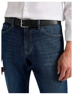 Marcs Oscar Leather Jeans Belt in Black