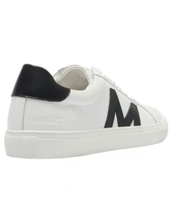 Marcs Varsity Leather Sneakers in White/Black