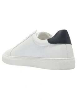 Marcs Varsity Leather Sneakers in White/Navy