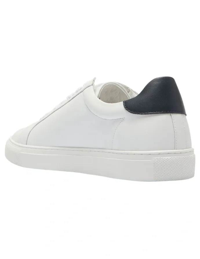 Marcs Varsity Leather Sneakers in White/Navy