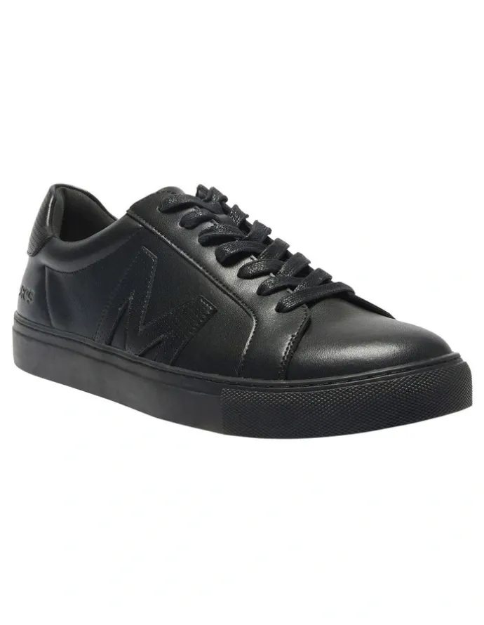 Marcs Varsity Leather Sneakers in Black