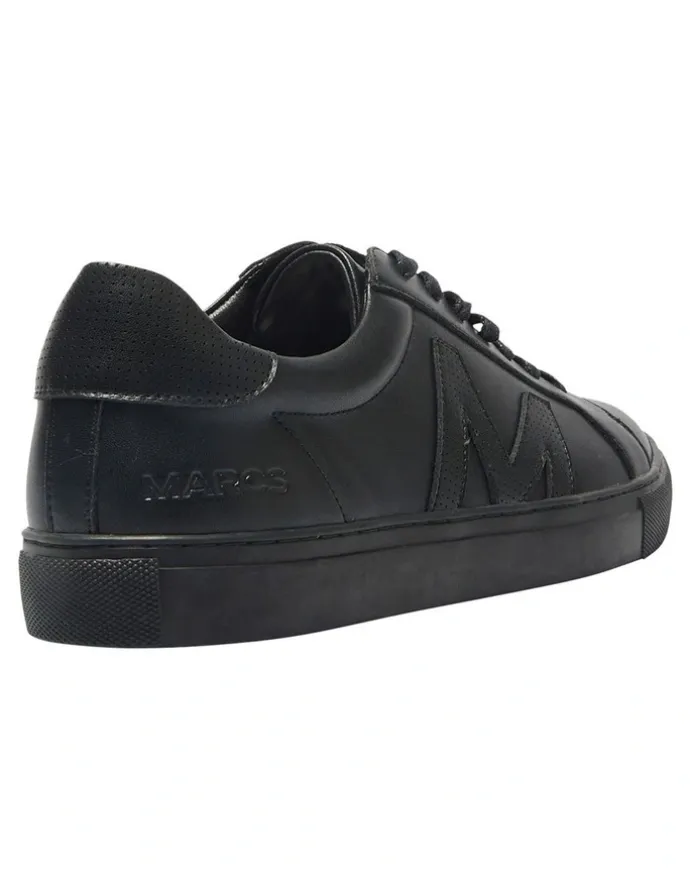 Marcs Varsity Leather Sneakers in Black