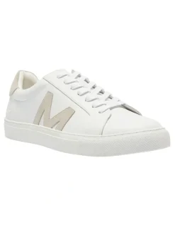 Marcs Varsity Leather Sneakers in White/Natural