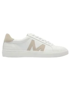 Marcs Varsity Leather Sneakers in White/Natural