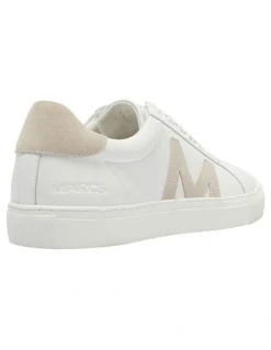 Marcs Varsity Leather Sneakers in White/Natural