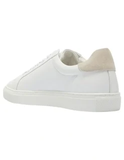 Marcs Varsity Leather Sneakers in White/Natural