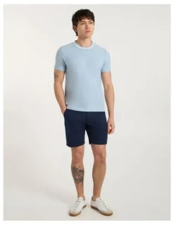 Marcs Boston Textured Tee in Suede Blue