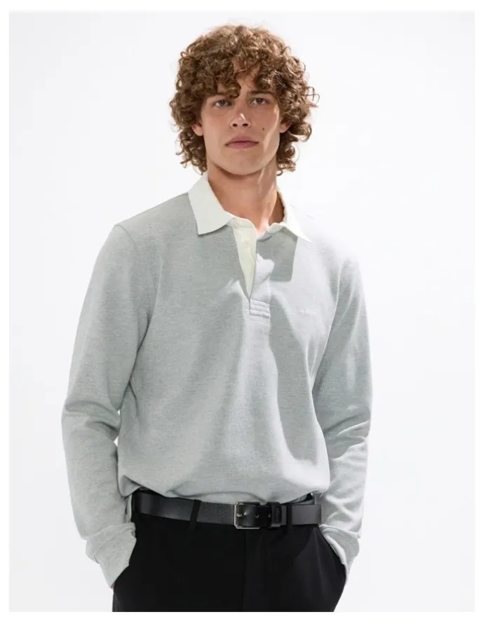 Marcs Dennis Rugby Top in Grey Marle