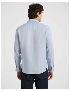 Marcs Felix Long Sleeve Linen Shirt in Sky Blue