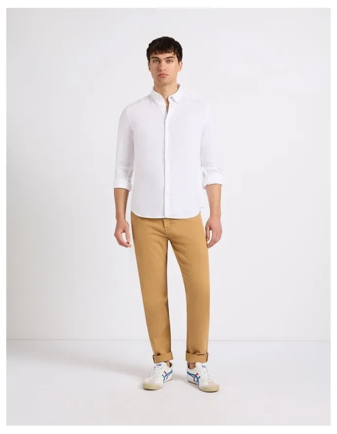 Marcs Felix Long Sleeve Linen Shirt in White