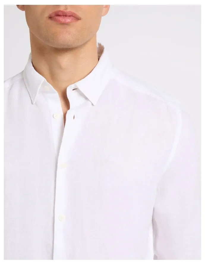 Marcs Felix Long Sleeve Linen Shirt in White