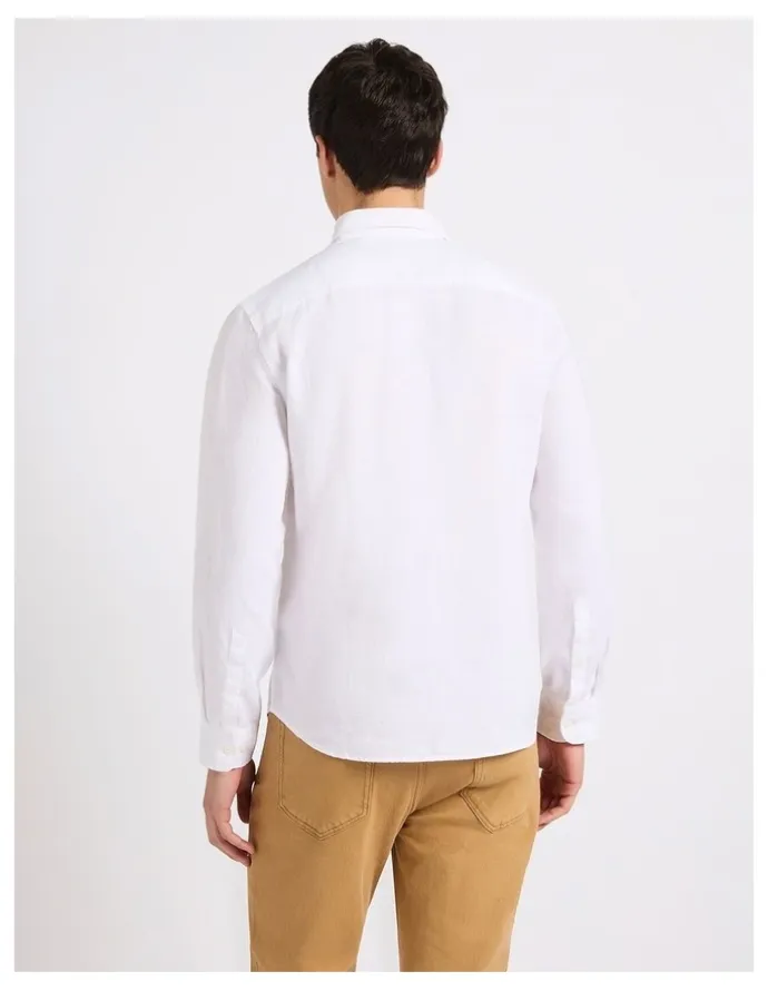 Marcs Felix Long Sleeve Linen Shirt in White