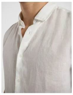 Marcs Felix Short Sleeve Linen Shirt in White