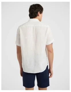Marcs Felix Short Sleeve Linen Shirt in White