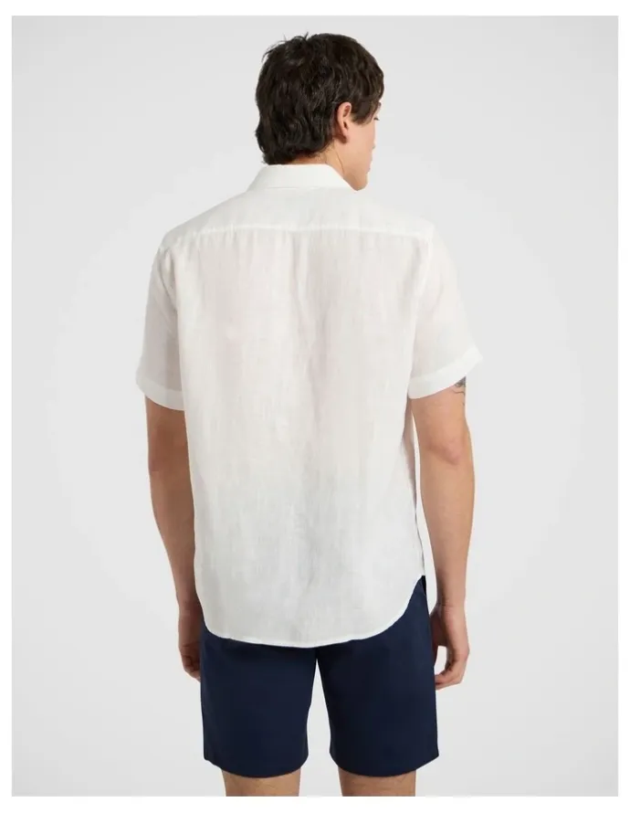Marcs Felix Short Sleeve Linen Shirt in White