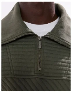 Marcs Helme 1/4 Zip Sweat in Agave Green
