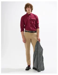 Marcs Kyle Brushed Cotton Shirt in Dark Plum
